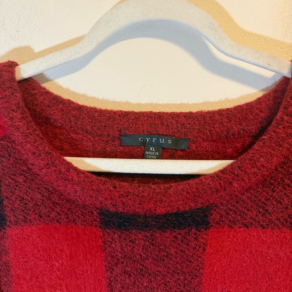 Cyrus Red and Black Checkered Sweater - Picture 2 of 7